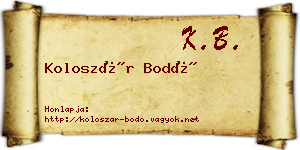 Koloszár Bodó névjegykártya